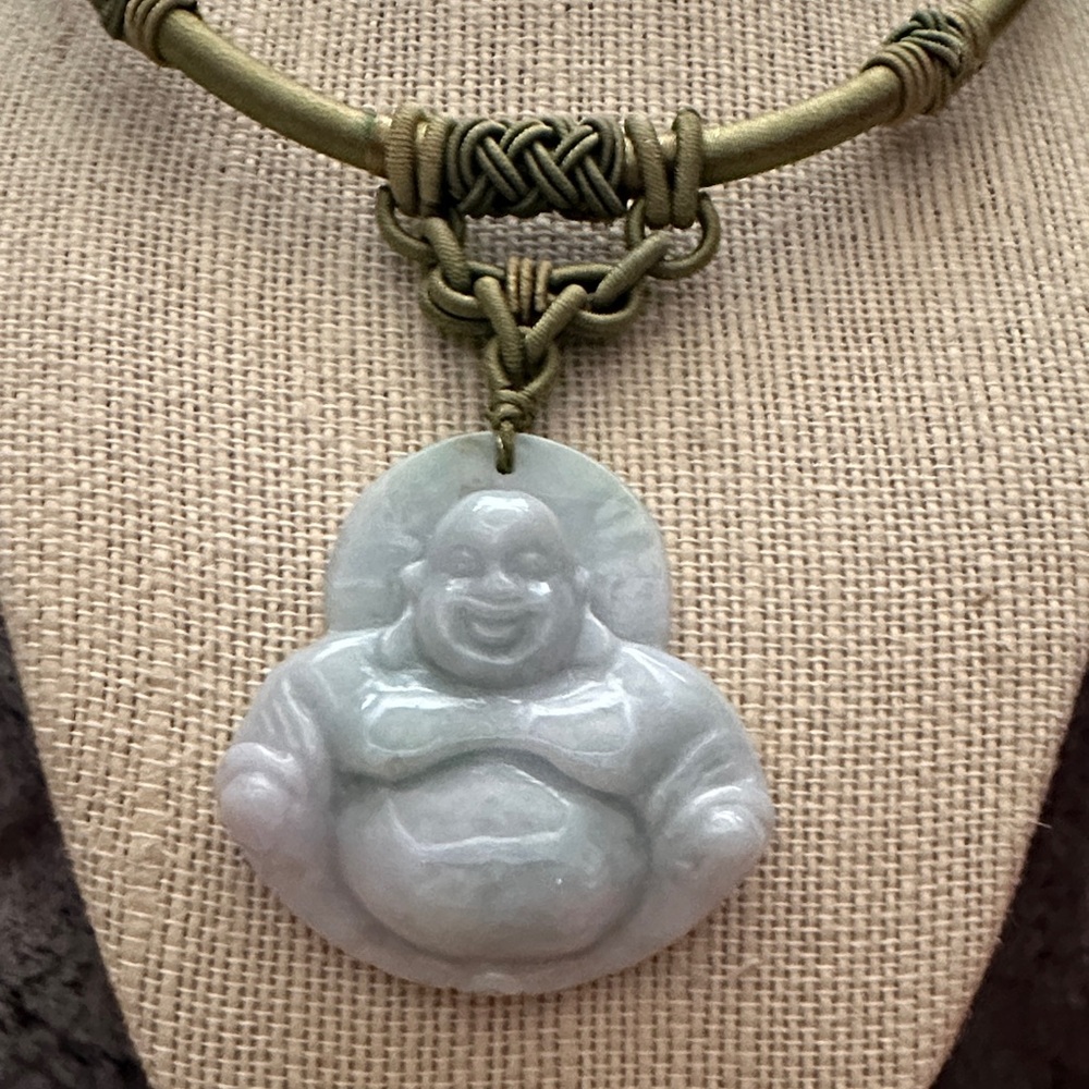 Green Jade Buddha Pendant Necklace